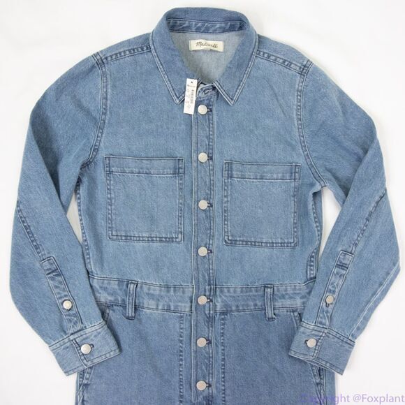 Madewell Denim Relaxed Coverall Jumpsuit in Glenroy Wash, NWT, size S - Picture 9 of 16